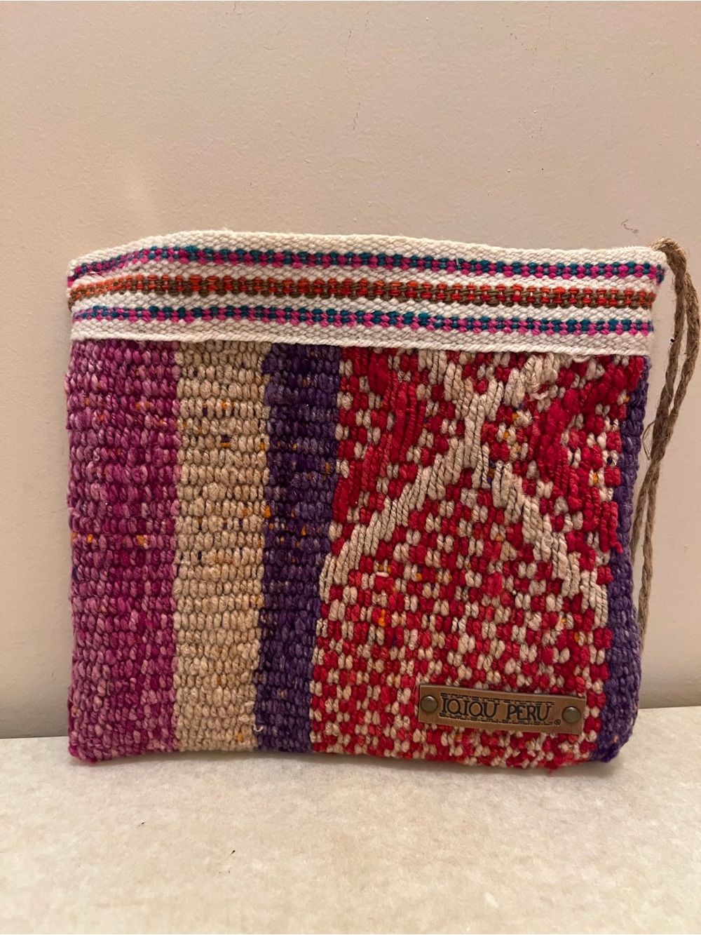 & Other Stories Woven Travel Pouch - Purple, Red & Cream